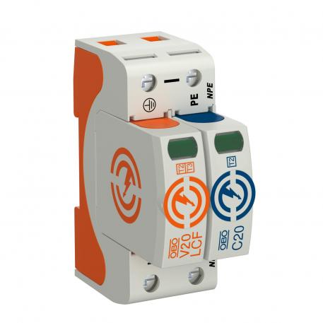 V20 surge arrester, leakage current-free, 1-pole + NPE 1+N/PE | 280 | IP 20