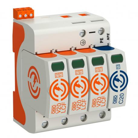 V20 surge arrester, leakage current-free, 3-pole + NPE + FS 3+N/PE | 280 | IP 20