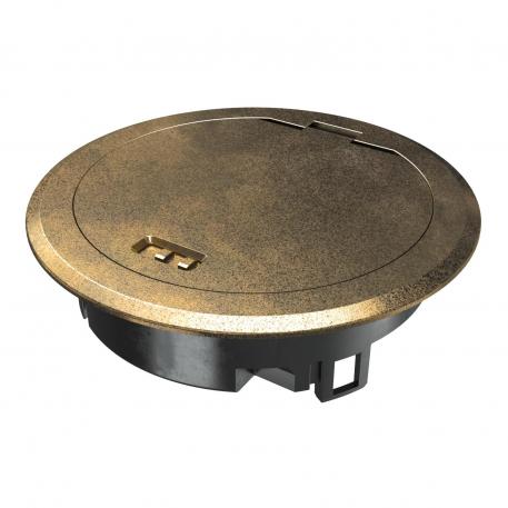 Service outlet with hinged cover and locking slider, GES R2, old brass wilgotny | Zamek blokujący | IP 66 | do 3000 N |  | Cynkowy odlew ciśnieniowy